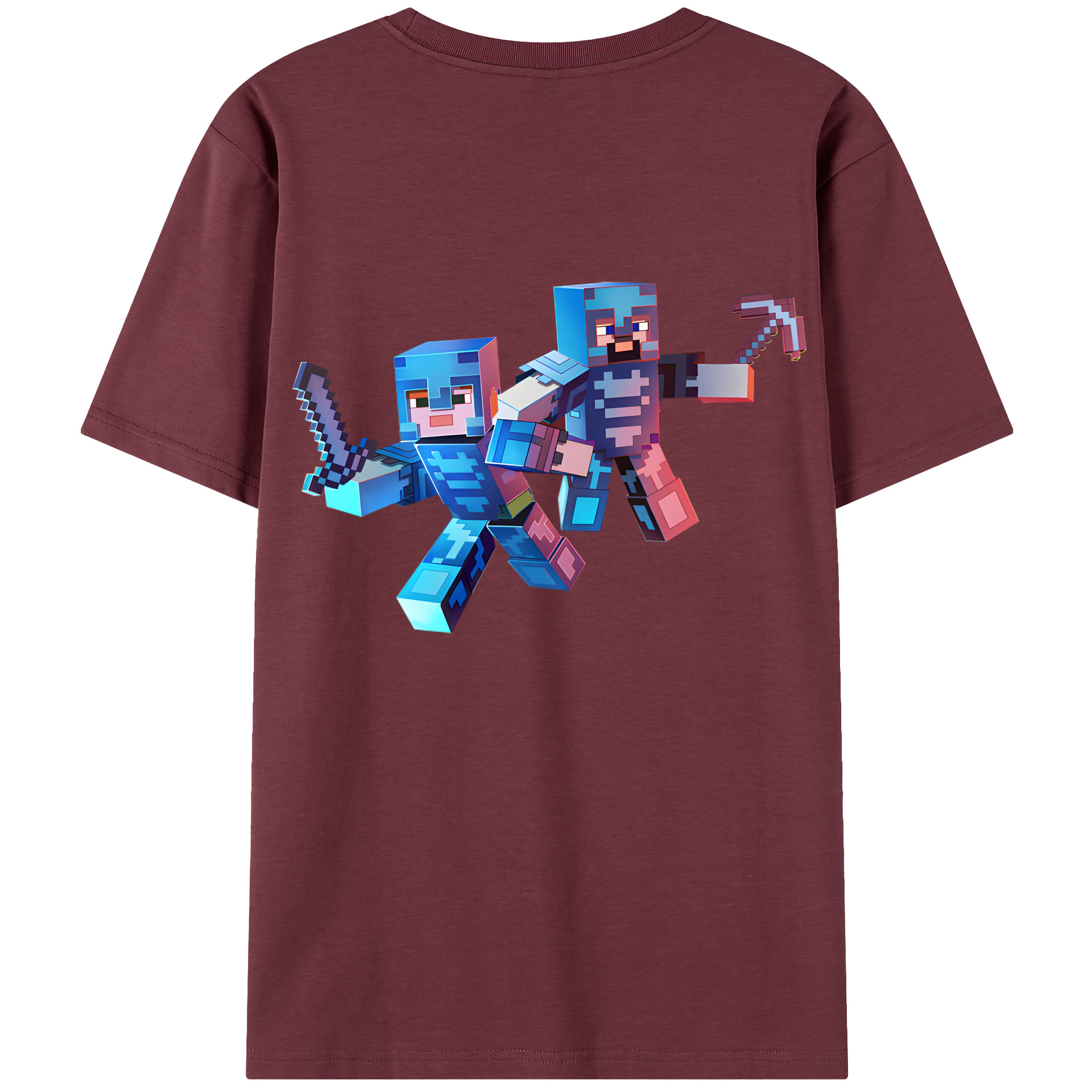（画像用） マインクラフト ブロックの世界 Minecraft MC Block world 綿100％半袖Tシャツ（背面プリント）